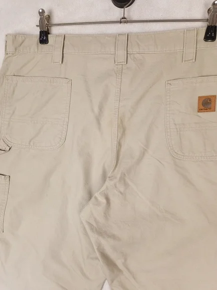Men's Carhartt Loose Original Fit Carpenter Trousers In Beige Size W44  L30 - Picture 4 of 7